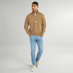 Herre Vesterbro 1/4 Zip Sweatshirt Silver Mink / White