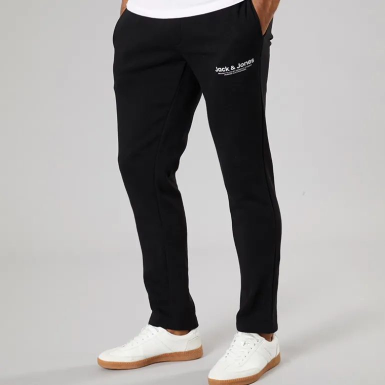 Herre Vesterbro Joggingbukser Med Åben Kant Sort/Hvid