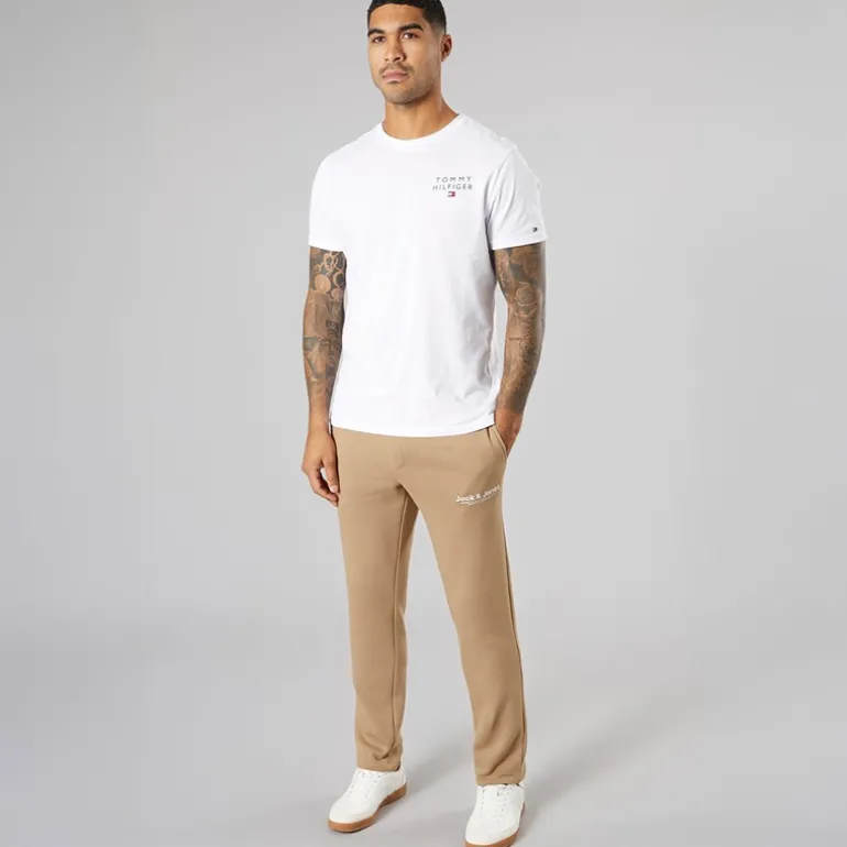 Herre Vesterbro Joggingbukser Med Åben Kant Silver Mink/Hvid