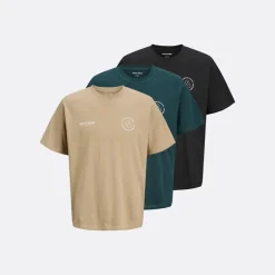 Herre Vesterbro Sport Tre Pak Afslappet Pasform T-shirts Insignia Blå /​ Sølv Salvie /​ Magisk Skov