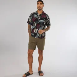 Herre Wayne Kortærmet Viscose Skjorte Sort