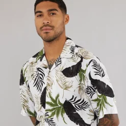 Herre Wayne Kortærmet Viskose Skjorte Antique Hvid