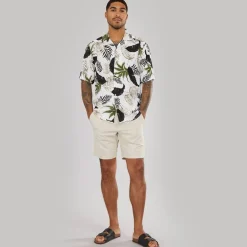 Herre Wayne Kortærmet Viskose Skjorte Antique Hvid