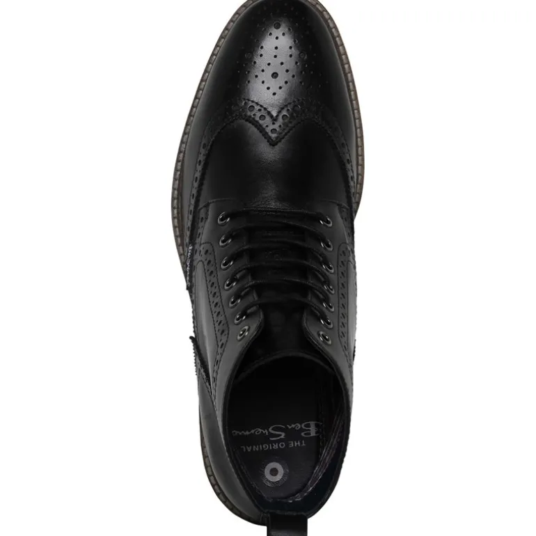 Herresko i Sort Læder Brogue Støvler