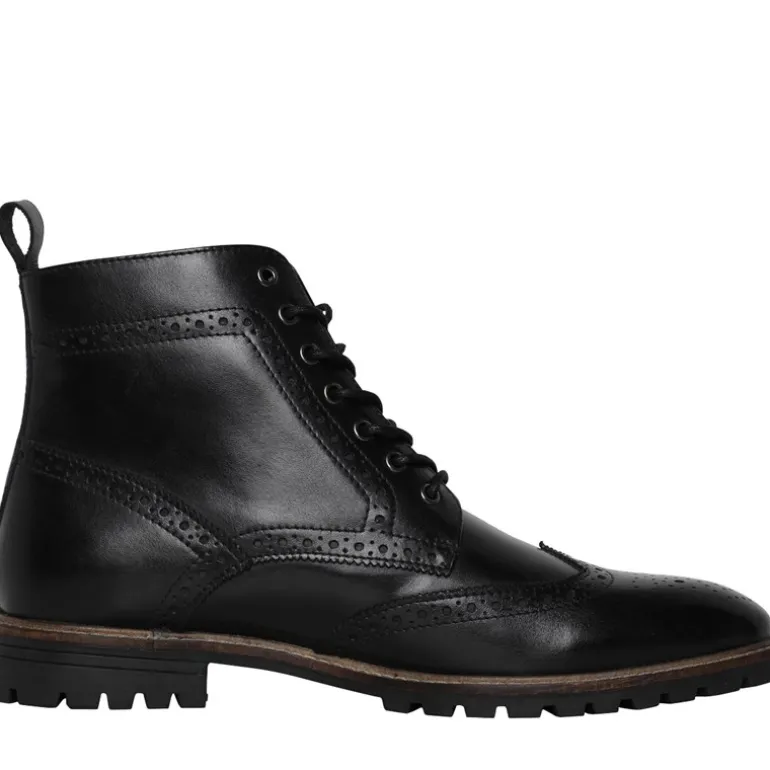 Herresko i Sort Læder Brogue Støvler