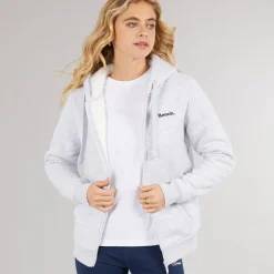 Hættetrøje med lynlås og teddyforing Grå Marle til kvinder