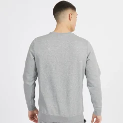 Hættetrøje til Herre Small Logo Crew Mellemgrå Meleret