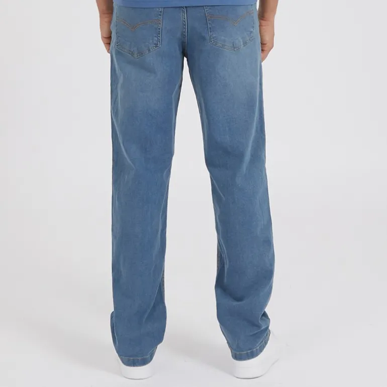 Jeans til Herre Jeffers Løstsiddende Mid Blå Vask