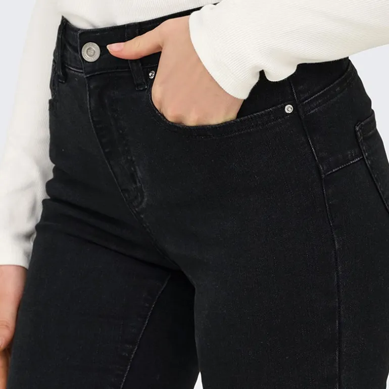 Jeans til kvinder Rina Mid Rise Push Up Sort