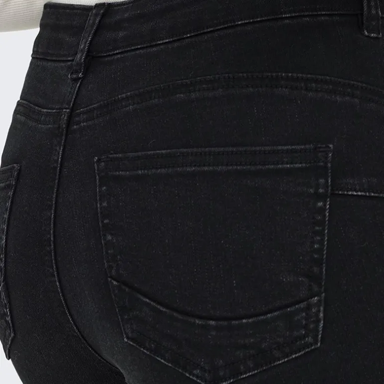 Jeans til kvinder Rina Mid Rise Push Up Sort