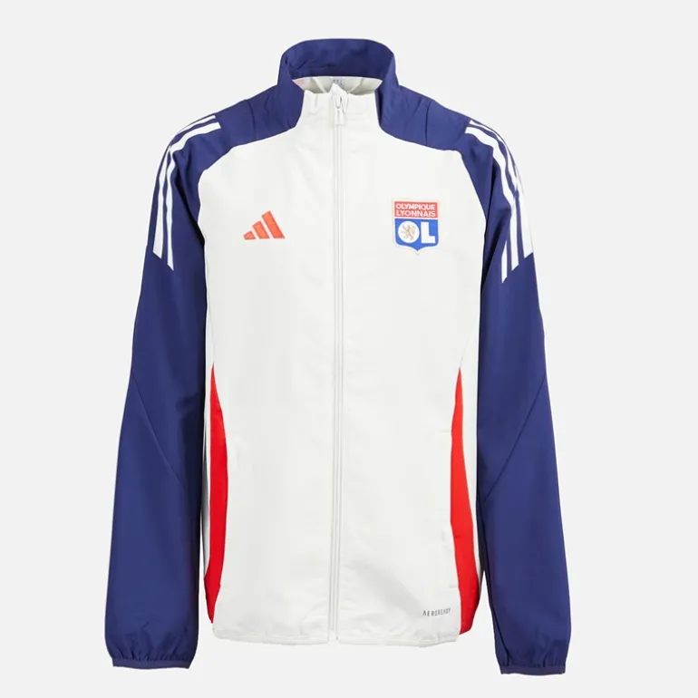 Junior Drenge OL Olympique Lyon præsentations jakke White Tint/Midnight Indigo/Bright Red