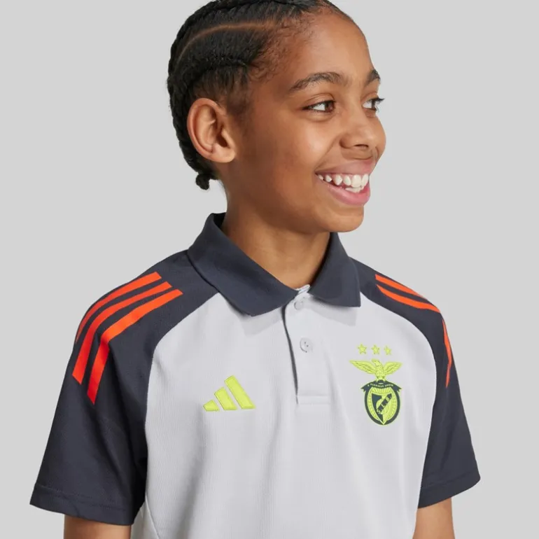 Junior Drenge SLB Benfica polo skjorte Light Solid Grey/Semi Solar Orange