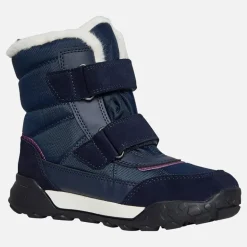 Junior Piger Trekkyup Dobbelt Rem Pelsforet Støvler Marineblå/Lilla