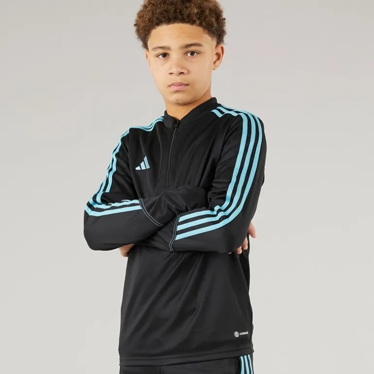 Junior Tiro 23 Club 1/4 Zip Træningstop Sort/Preloved Blue