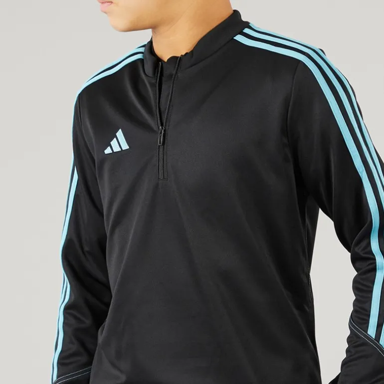 Junior Tiro 23 Club 1/4 Zip Træningstop Sort/Preloved Blue