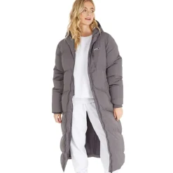 Lang dunjakke med hætte til kvinder Eloraina Antracit