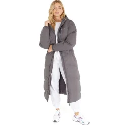 Lang dunjakke med hætte til kvinder Eloraina Antracit