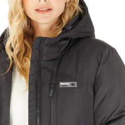 Lang dunjakke med hætte til kvinder Eloraina Sort