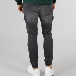 Malimore Denim Cuffed Cargo Bukser Vasket Sort