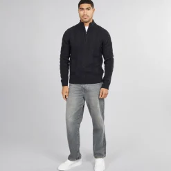 Mænd 1/2 Lynlås Uld Trøje Marine