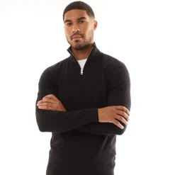 Mænd Emil Strik 1/​2 Lynlås Trøje Sort