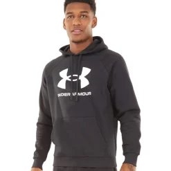 Mænd UA Rival Fleece Logo Hoodie Sort/​Hvid