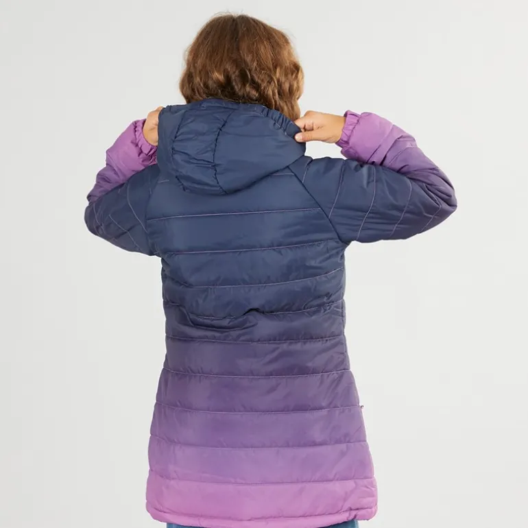 Pigejakke Destiny Ombre med hætte og polstring Dyb Pink Ombre