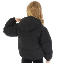 Pigejakke med kort baffle Sort