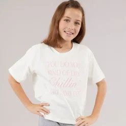 Piger Katrine Cropped T-shirt Snow White Chillin C-12 Snow White Chillin