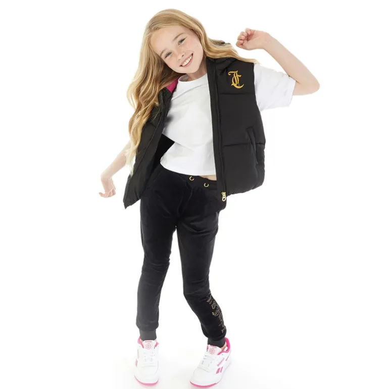 Piger Korte Bred Baffel Veste Sort