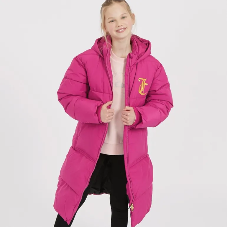 Piger Lang Linie Pufferjakke Festival Fuchsia