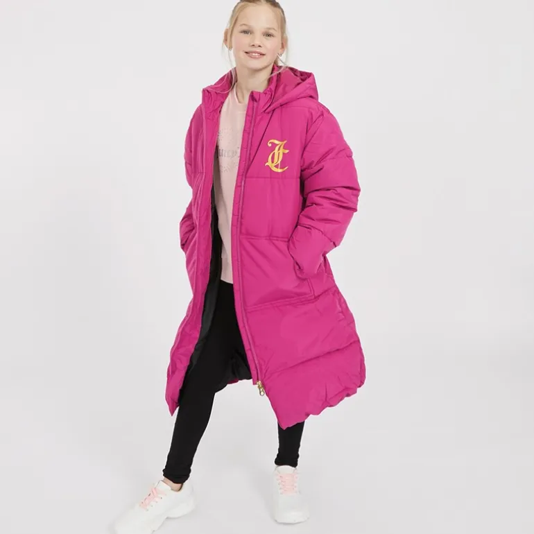 Piger Lang Linie Pufferjakke Festival Fuchsia