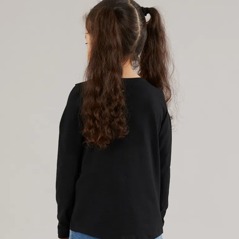 Piger langærmet t-shirt Jet Black A996