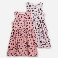 Piger To Pak Dyreprint Kjoler Pink /​ Pink