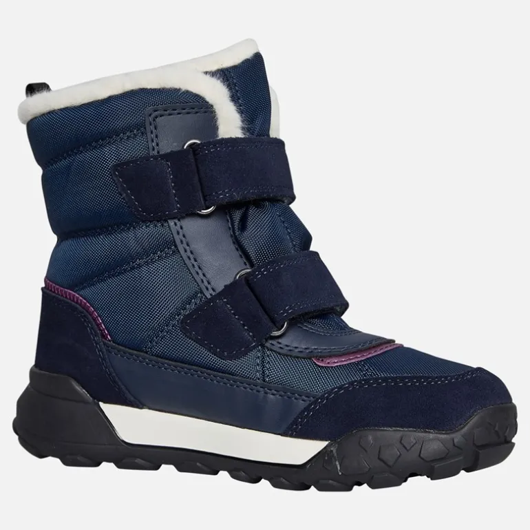 Piger Trekkyup Dobbelt Rem Pelsforet Støvler Navy/Lilla