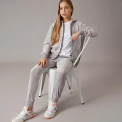 Piger Velour Hjerte Logo Træningsdragt Sølv Sconce