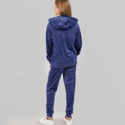 Piger Velour Hjerte Logo Træningssæt Blå Print