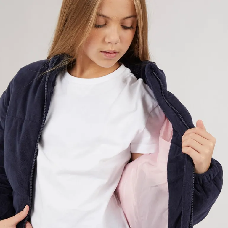 Piger Velour Hættetrøje Pufferjakke Nattehimmel