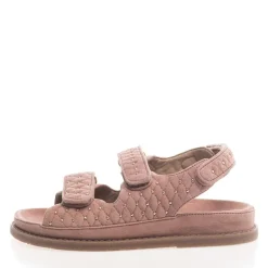 Sandaler til kvinder med nitter på ruskind 0300 Papaya