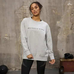 Sweatshirt med rund hals Oversized Lysegrå Melange til Kvinder