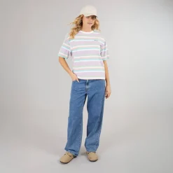 T-shirt Sharni med lilla striber til kvinder