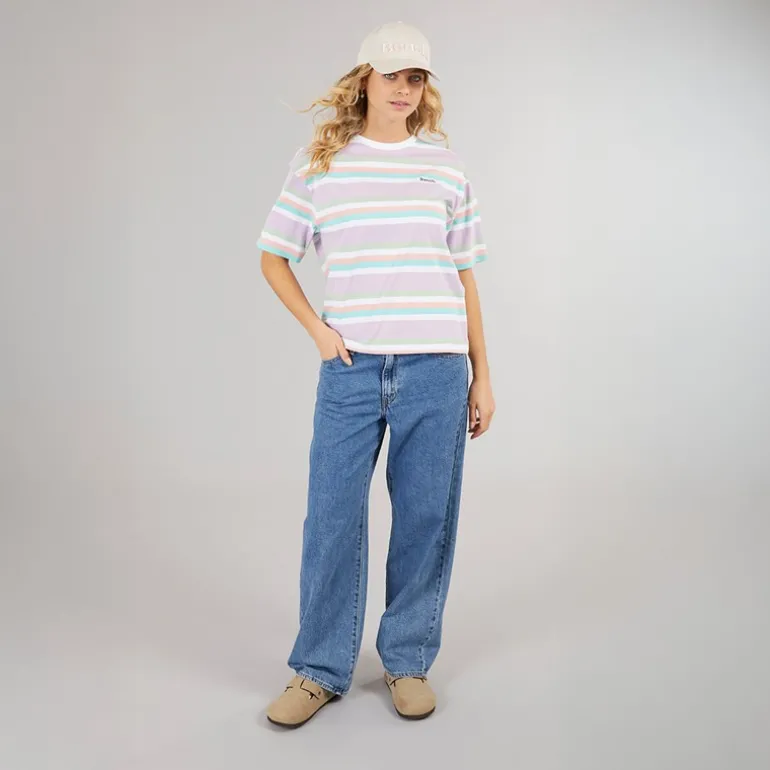 T-shirt Sharni med lilla striber til kvinder