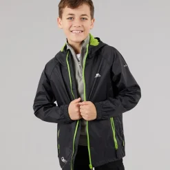 Vandafvisende jakke til Drenge Junior Qikpac Sort