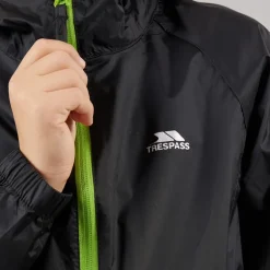 Vandafvisende jakke til Drenge Junior Qikpac Sort