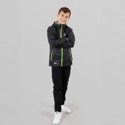 Vandafvisende jakke til Drenge Junior Qikpac Sort